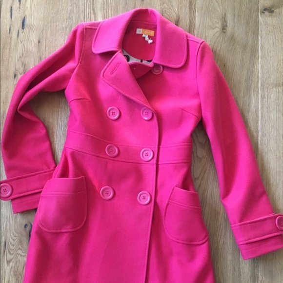 Tulle Jackets & Coats Tulle Anthropologie Hot Pink Pea Coat Size